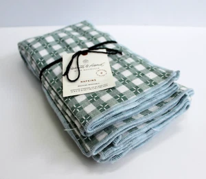 Hearth & Hand with Magnolia 4Pc Textured Gingham Check Cloth Napkin Set Green - Picture 1 of 3