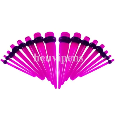Set 16pc 14g - 00g Acrylic Ear Plug Flesh Taper O-Rings Expander Stretching Kit - Image 1 of 2