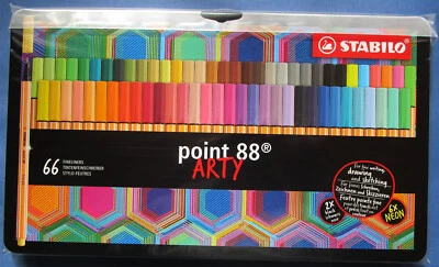 STABILO point 88  Arty 66er Metalletui 66 Fineliner 0,4mm  65 Farben, Neu - Bild 1 von 4