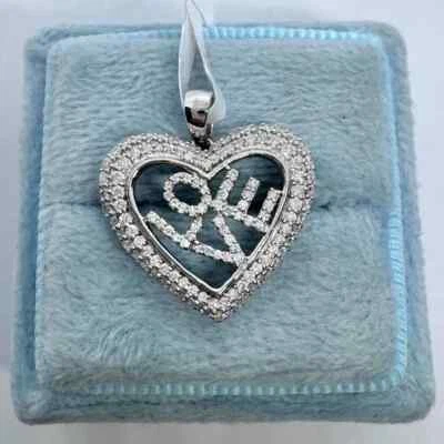 Colgante Corazón Moissanita Promesa Amor Corte Redondo 0.44Ct Chapado en Oro Blanco 14K Foto 1 de 4