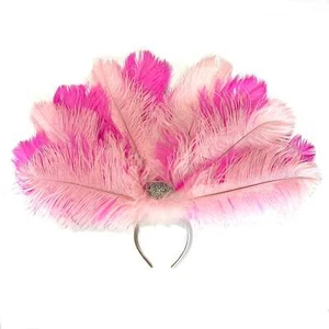 Ostrich Feather Drab Carnival Showgirl Costume Headdress - Pink Flamingo - Bild 1 von 3