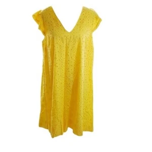 The Nines by Hatch Maternity Dress Yellow Eyelet Short Flutter Sleeve Size S - Picture 1 of 7