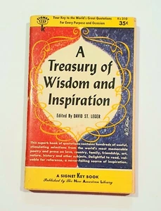 A Treasury Of Wisdom And Inspiration David Leger A Signet Key Book New American - Picture 1 of 3