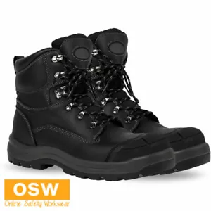 Mens BLACK Side ZIP Impact Resistant COMPOSITE Toe Cap Flex Zone Work Boots 9F1 - Picture 1 of 5