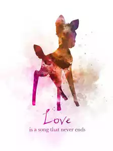 ART PRINT Bambi Quote illustration, Disney, Wall Art, Home Decor, Gift, Love - Picture 1 of 2