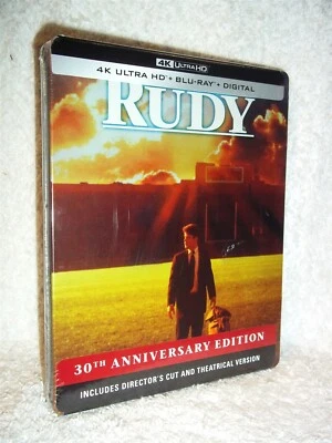 Rudy (4K/Blu-ray, 2023, STEELBOOK) NEW Sean Astin Ned Beatty football true story - Image 1 of 4