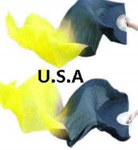 Silk Fan Veils Belly Dance 100% Silk Quick Ship USA Store       FREE GIFT - Picture 1 of 2