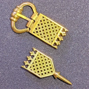 Medieval Belt Set, Brass Buckle & Strap End, 15c. Italy Replica Girdle Belt 30mm - Picture 1 of 1