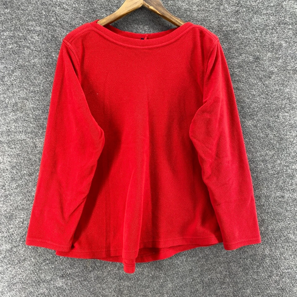 Lands' End Sweater Pullover Women XL Red Fleece Long Sleece Crew Neck Casual - Image 1 of 4