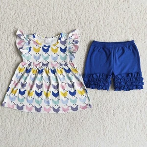 Country Girls Outfit Boutique Steer's Skull Tunic Pearl Top Ruffle Shorts Set - Picture 1 of 14