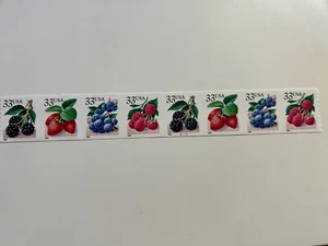 US Stamps SC# 3305a Berries 33c coil strip of 8 P# B2222 MNH 1999 - Picture 1 of 1