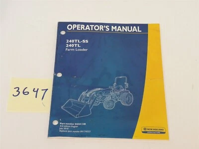 NOS NEW HOLLAND 240TL SS 240 TL FARM LOADER OPERATORS OWNERS MANUAL 84341148  - Image 1 of 4