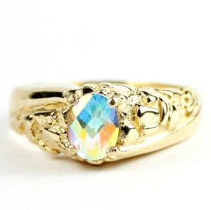 10K, 14K oder 18K Gold Herren Nugget Ring, Merkur Nebel Topas, R368 - Bild 1 von 5
