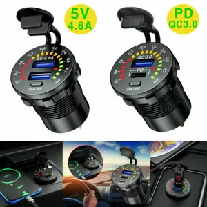 Auto Dual USB Ladegerät Buchse Einbau KFZ Zigarettenanzünder Steckdose12V 24V - Bild 1 von 36