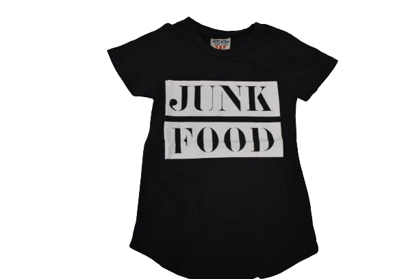 Camisa preta logotipo meninas jovens junk food nova XS(5), S(6-7) - Imagem 1 de 1