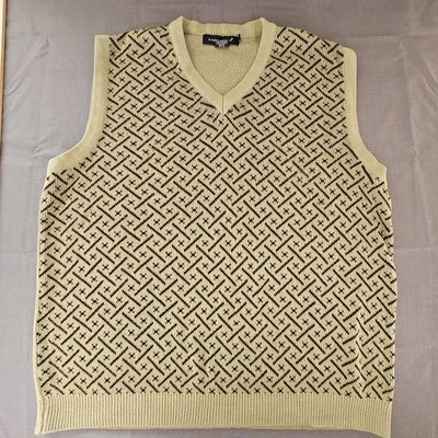 A. Adams & Spire v-neck sweater vest tan/black Size LG - Image 1 of 4