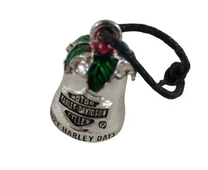 Kleine 1,5" Harley-Davidson Weihnachten Stechpalme Metall Glocke Ornament Silber Finne - Bild 1 von 6
