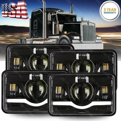 4X DOT 4x6'' LED Headlights for Kenworth T800 T400 T600 W900B Classic 120/132 - Image 1 of 4