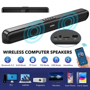 Głośnik PC Soundbar Bluetooth Laptop Komputer Głośnik Bass Aux-in / FM / USB / TF - Zdjęcie 1 z 14