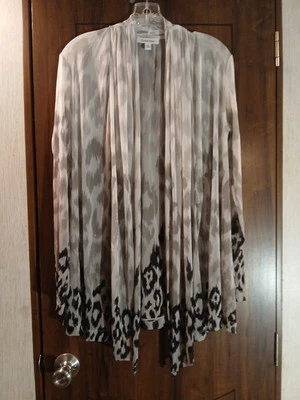 Cárdigan Meduim Calvin Klein Kimono Transparente Mujer Negro Gris Frente Abierto Cubrir  Foto 1 de 4