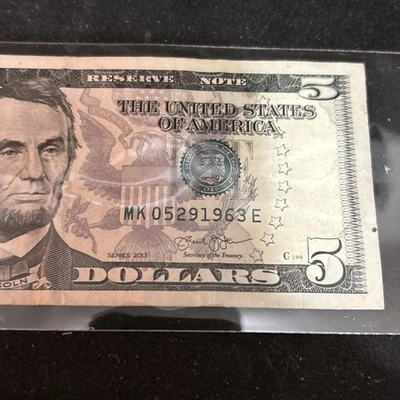 1963/05/29 Birthday Note Fancy Serial Number $5 Dollar Banknote - Image 1 of 3