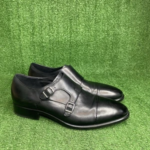 Ecco Talla 9/9.5 Zapatos para Hombres Negro Monje Correa Cuero Mocasín Vestido Informal Comodidad - Imagen 1 de 9