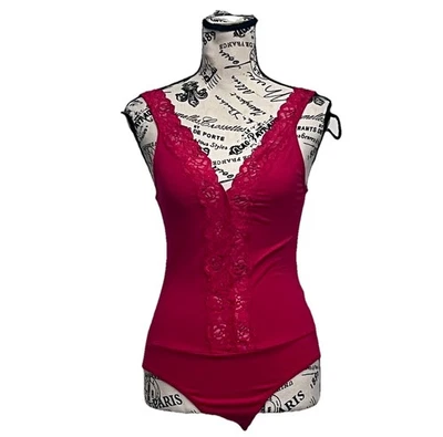 Ambiance Y2k винтажный кружевной отделки красный боди вампир гот романтический ведьма мотоциклиста S  - Изображение 1 из 4