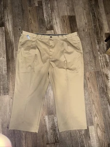 Pantaloni pieghettati Haggar Big/Tall Premium senza ferro vita espandibile cachi 50x30 nuovi con etichette - Foto 1 di 6