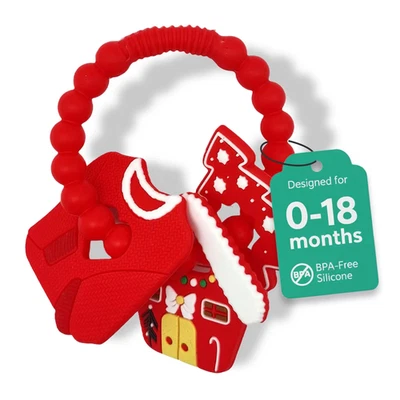 Silicone Christmas Teether Ring for Babies BPA-Free Soothing Teething Toy - Image 1 of 4