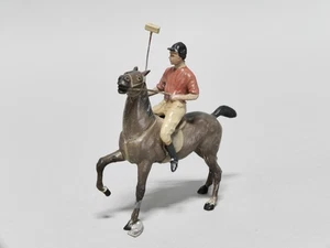 Historischer Heyde Germany Blei Polospieler montiert mit Holzhammer Figur - Bild 1 von 3