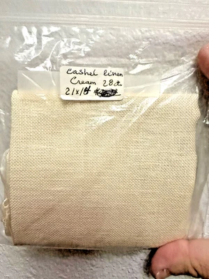 Zweigart 28 count CREAM Cashel linen 21 X 14" cross stitch needlework - Image 1 of 4