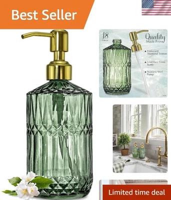Glass Soap Dispenser Kitchen Bathroom Refillable 18Oz Eco-Friendly Elegant - Image 1 of 4