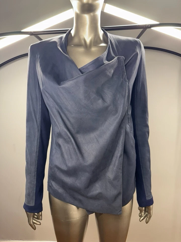 Chaqueta de cuero de piel de oveja azul pizarra Helmut Lang talla A Foto 1 de 4