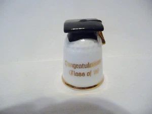 THIMBLE VINTAGE BONE CHINA "CONGRATULATIONS CLASS OF '84" W/GRADUATION CAP - Picture 1 of 5