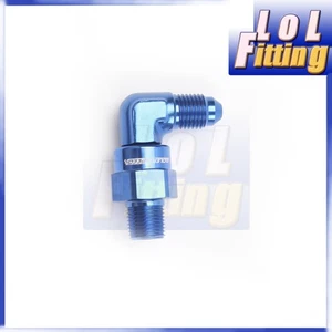US SHIP 90 Degree -3AN AN3 Male Swivel to 1/8" NPT Aluminum Fitting Adapter Blue - Picture 1 of 8