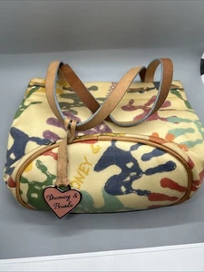 Kleine Handtasche Tasche bunte Handdrucke Leder Dooney & Bourke USA - Bild 1 von 10