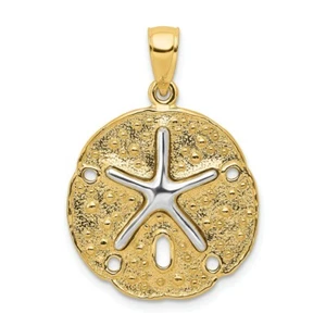 14k 14kt Two-tone Two Tone Sand Dollar Starfish Pendant 22 mm X 20 mm - Picture 1 of 3