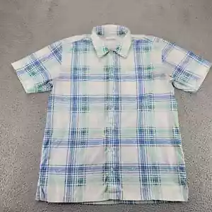 Columbia PFG Shirt Mens Medium White Plaid Outdoors Fishing Short Sleeve Vented - Picture 1 of 12