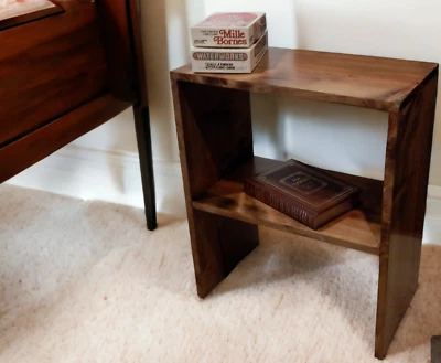 Click Buy Your Rustic Wood End Table American Made Nightstand with Bedside Shelf - Image 1 of 3