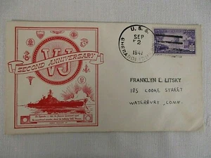 SEP 2 1947 USS GHERARDI VJ SECOND ANNIVERSARY JAPANESE SURRENDER COVER - Picture 1 of 1