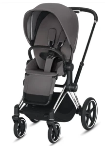 Cybex Priam 3 Frame Seat Pack Baby Stroller Newborn Infant Grey Chrome Black - Picture 1 of 16