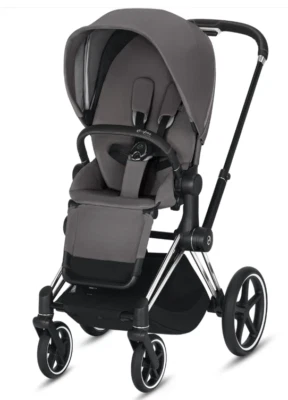 Cybex Priam 3 Frame Seat Pack Baby Stroller Newborn Infant Grey Chrome Black - Image 1 of 4