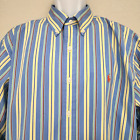Ralph Lauren Button Down Shirt XL Blue Yellow Stripe Long Sleeve Classic Fit