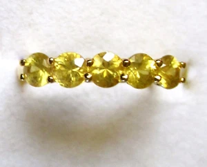 Yellow Sapphire Five-Stone Ring / size 5 / 14K Gold over 925 Sterling Silver - Picture 1 of 5