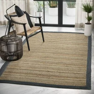Rug 100% Natural Jute Braided Style Runner Carpet Modern rustic Look Area Rugs - Picture 1 of 7