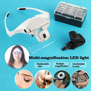 YOCTOSUN Head Mount Magnifier 2 LED Professional Jeweler's Loupe Light w/Lens - Picture 1 of 5