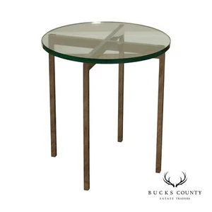 Mid Century Modern Glass Top Chrome Side Table - Picture 1 of 11