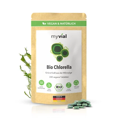 Bio Chlorella Tabletten Presslinge 240 Stück | 500mg vegan | 40 Tage Vorrat - Bild 1 von 4