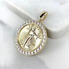 2ct Real Moissanite Lady Liberty Coin Pendant 14k Yellow Gold Plated Silver