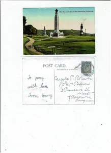 POSTCARD COLOUR PRINTED THE HOE AND NAVAL WAR MEMORIAL. PLYMOUTH - Picture 1 of 1